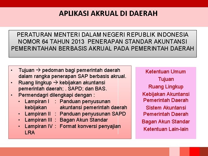 APLIKASI AKRUAL DI DAERAH PERATURAN MENTERI DALAM NEGERI REPUBLIK INDONESIA NOMOR 64 TAHUN 2013
