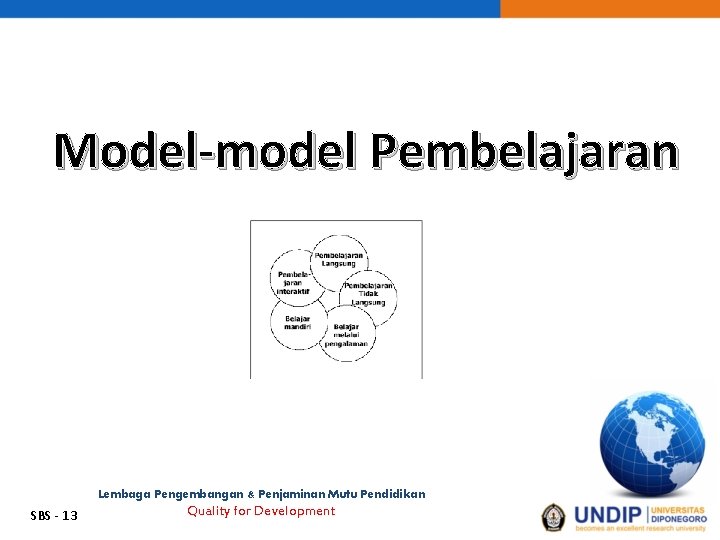 Model-model Pembelajaran Lembaga Pengembangan & Penjaminan Mutu Pendidikan SBS - 13 Quality for Development