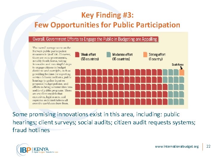Key Finding #3: Few Opportunities for Public Participation Some promising innovations exist in this