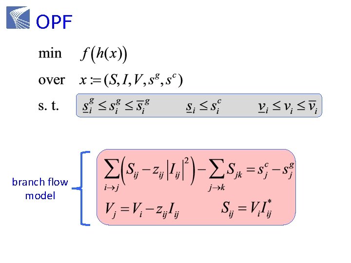 OPF branch flow model 