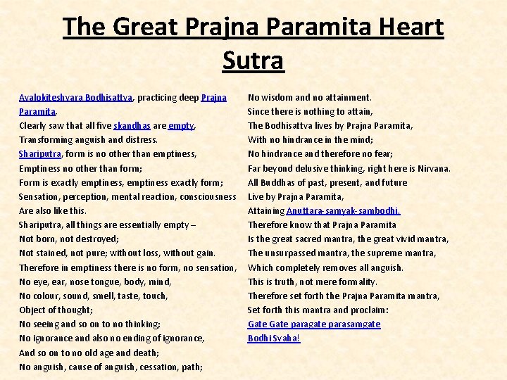 The Great Prajna Paramita Heart Sutra Avalokiteshvara Bodhisattva, practicing deep Prajna Paramita, Clearly saw