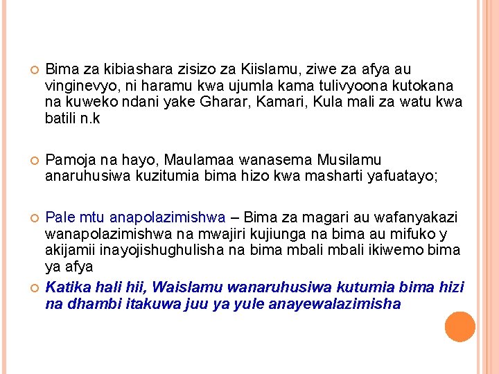  Bima za kibiashara zisizo za Kiislamu, ziwe za afya au vinginevyo, ni haramu