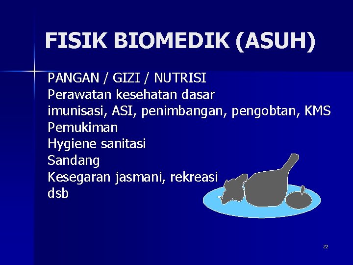 FISIK BIOMEDIK (ASUH) PANGAN / GIZI / NUTRISI Perawatan kesehatan dasar imunisasi, ASI, penimbangan,