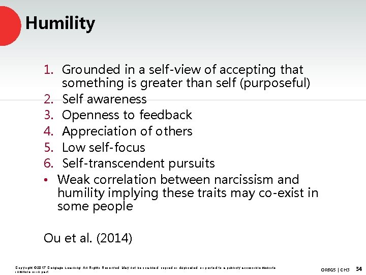 Humility 1. Grounded in a self-view of accepting that something is greater than self