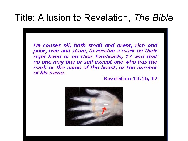 Title: Allusion to Revelation, The Bible 