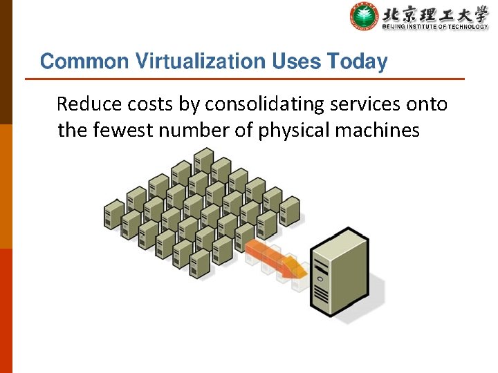 Reduce costs by consolidating services onto the fewest number of physical machines 