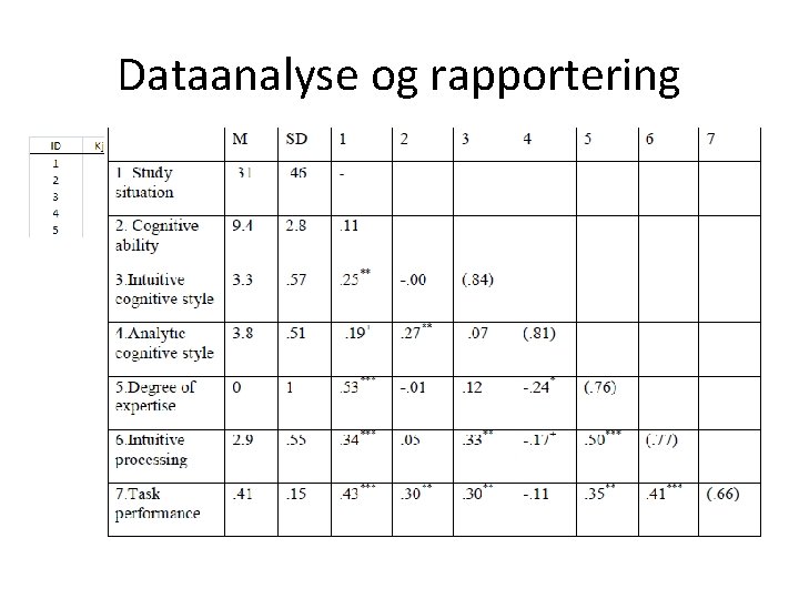 Dataanalyse og rapportering 