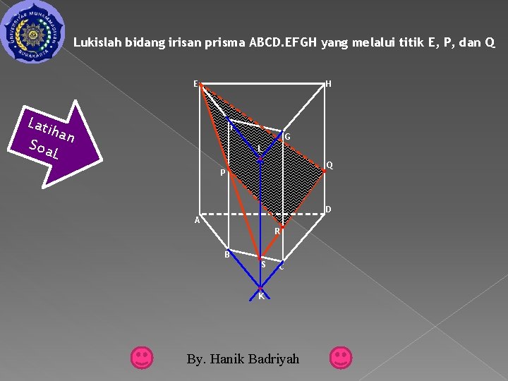 Lukislah bidang irisan prisma ABCD. EFGH yang melalui titik E, P, dan Q E