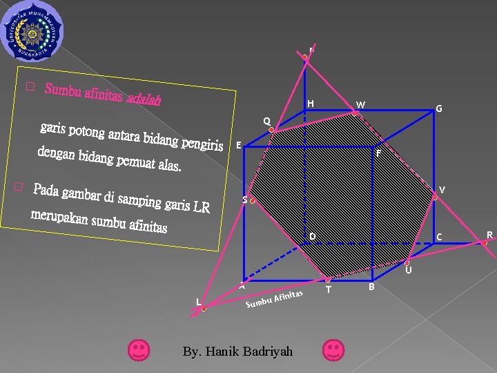 P � Sumbu afini tas adalah H antara bidan g pengiris dengan bida ng