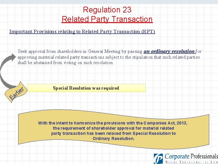 Regulation 23 Related Party Transaction Important Provisions relating to Related Party Transaction (RPT) Seek