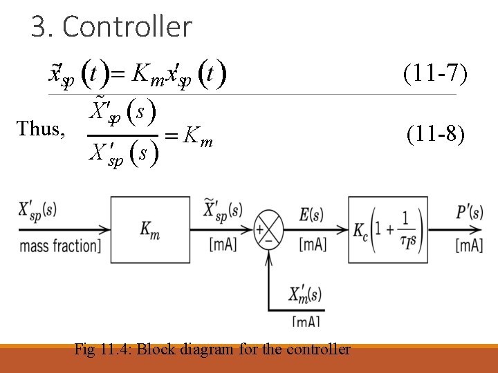 3. Controller x sp t K m x sp t Thus, X sp s 3. Controller x sp t K m x sp t Thus, X sp s