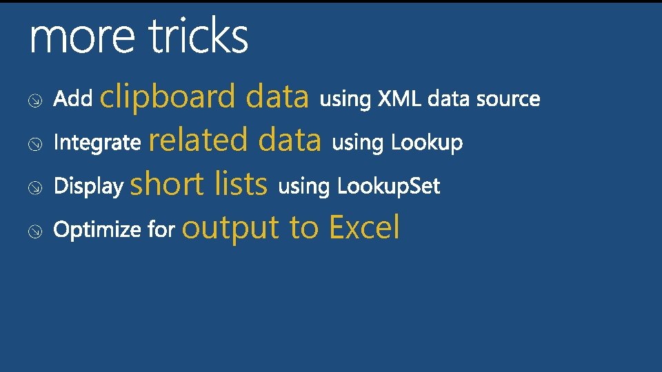 clipboard data related data short lists output to Excel 