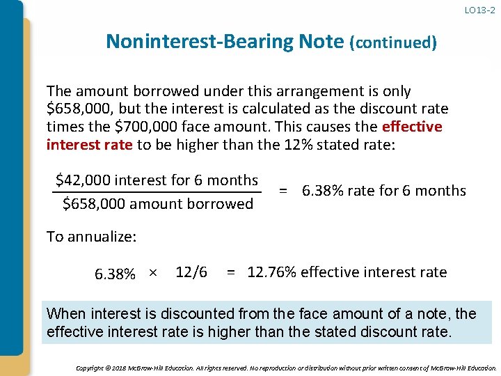 LO 13 -2 Noninterest-Bearing Note (continued) The amount borrowed under this arrangement is only