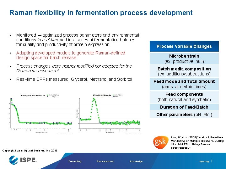 Raman flexibility in fermentation process development • Monitored → optimized process parameters and environmental