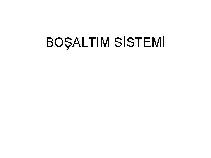 BOŞALTIM SİSTEMİ 