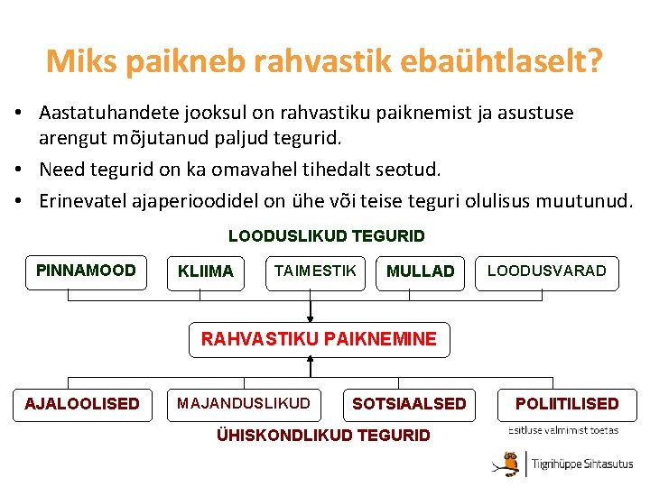 Miks paikneb rahvastik ebaühtlaselt? • Aastatuhandete jooksul on rahvastiku paiknemist ja asustuse arengut mõjutanud