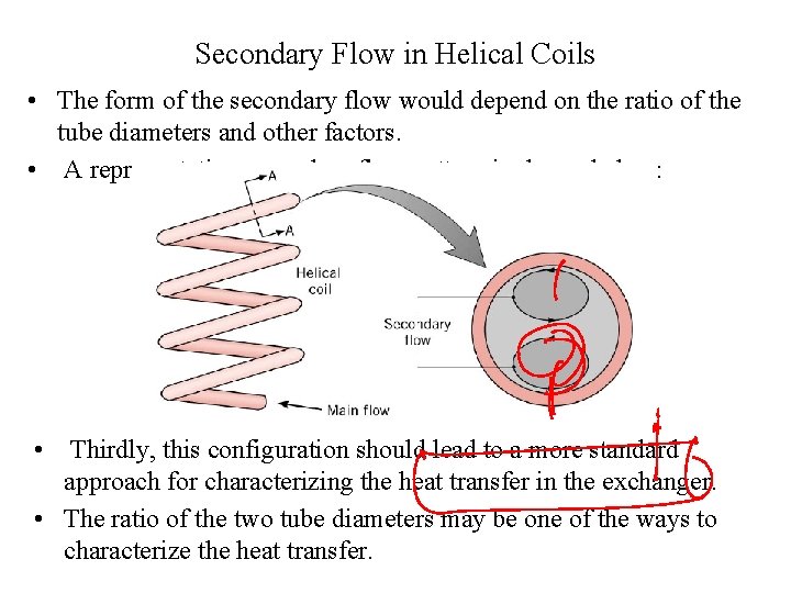 Secondary Flow in Helical Coils • The form of the secondary flow would depend