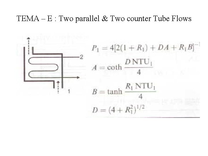 TEMA – E : Two parallel & Two counter Tube Flows 