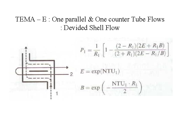 TEMA – E : One parallel & One counter Tube Flows : Devided Shell