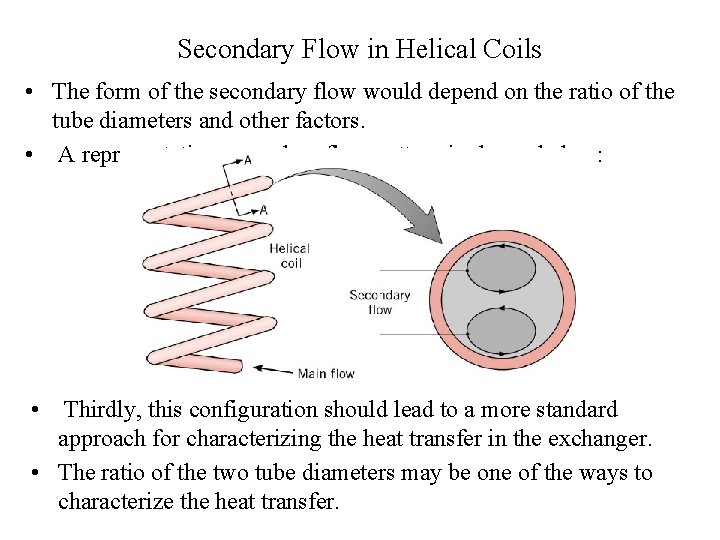 Secondary Flow in Helical Coils • The form of the secondary flow would depend