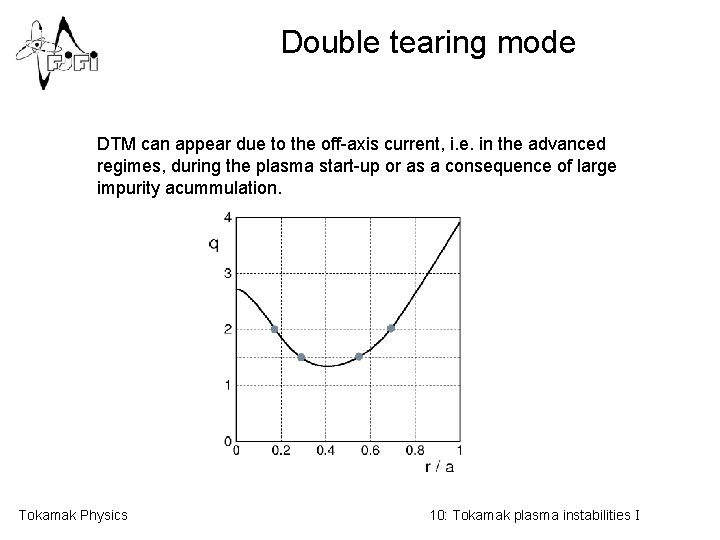 Double tearing mode DTM can appear due to the off-axis current, i. e. in