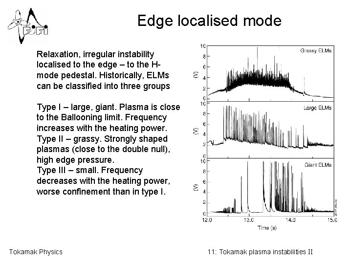 Edge localised mode Relaxation, irregular instability localised to the edge – to the Hmode