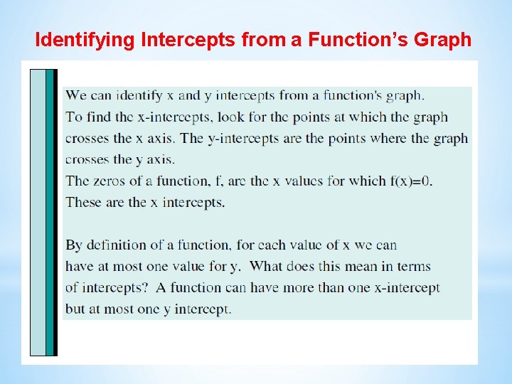 Identifying Intercepts from a Function’s Graph 