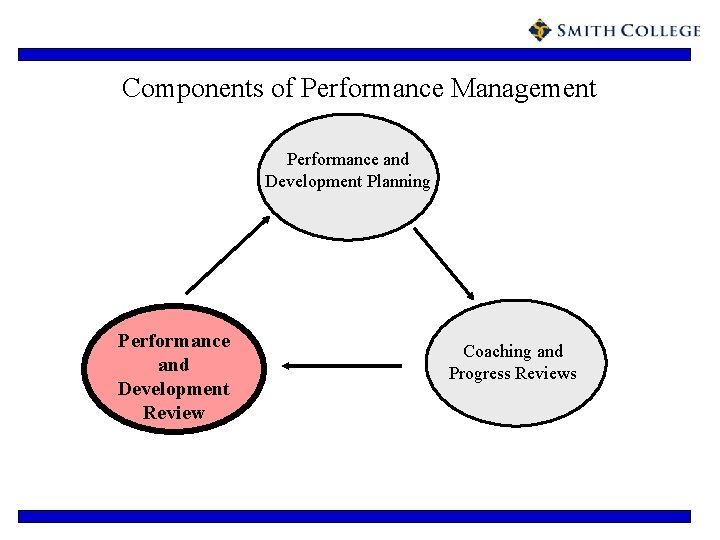 Components of Performance Management Performance and Development Planning Performance and Development Review Coaching and