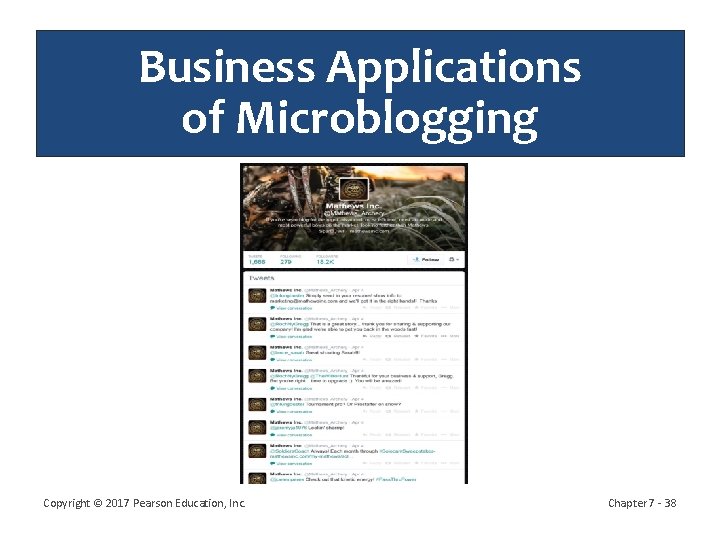 Business Applications of Microblogging Copyright © 2017 Pearson Education, Inc. Chapter 7 - 38