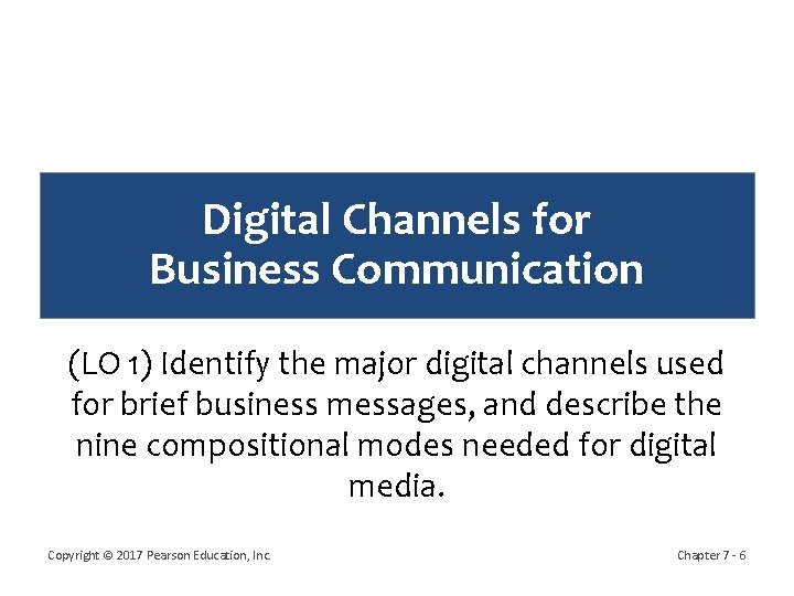 Digital Channels for Business Communication (LO 1) Identify the major digital channels used for