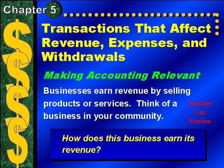 Transactions That Affect Revenue, Expenses, and Withdrawals Making Accounting Relevant Businesses earn revenue by