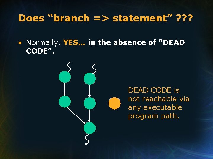 Does “branch => statement” ? ? ? • Normally, YES… in the absence of Does “branch => statement” ? ? ? • Normally, YES… in the absence of