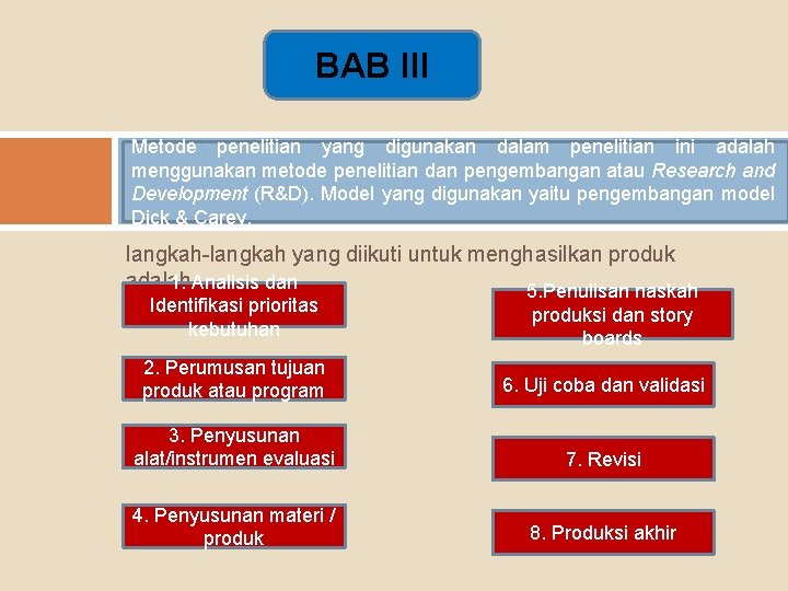 BAB III Metode penelitian yang digunakan dalam penelitian ini adalah menggunakan metode penelitian dan