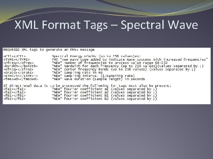 XML Format Tags – Spectral Wave 