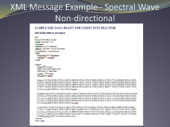 XML Message Example– Spectral Wave Non-directional 