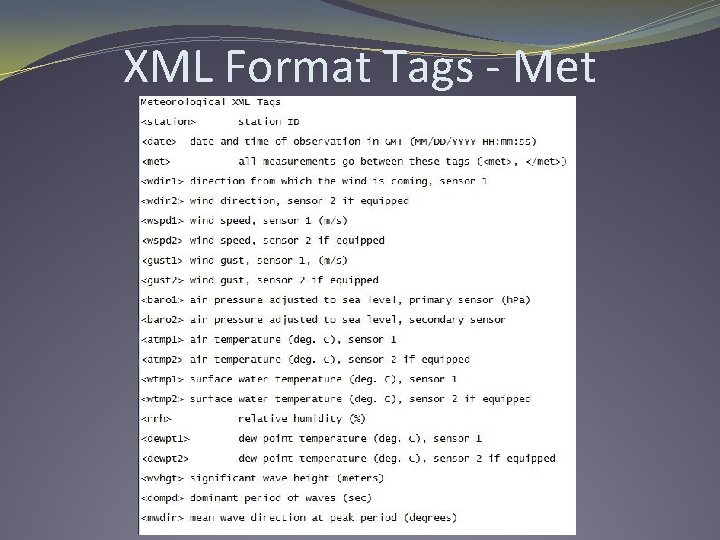 XML Format Tags - Met 