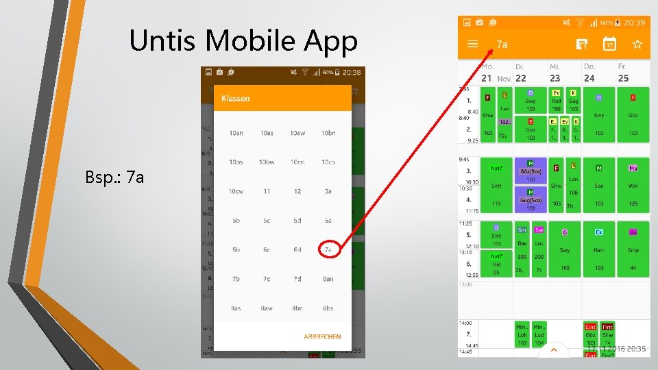 Untis Mobile App Bsp. : 7 a 