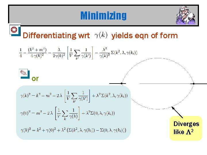 Minimizing Differentiating wrt yields eqn of form or Diverges like L 2 