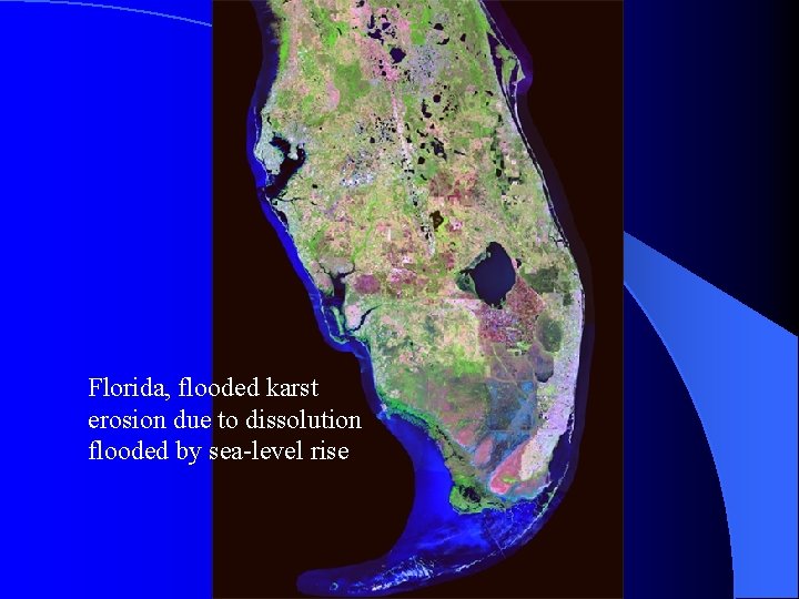 Florida, flooded karst erosion due to dissolution flooded by sea-level rise 