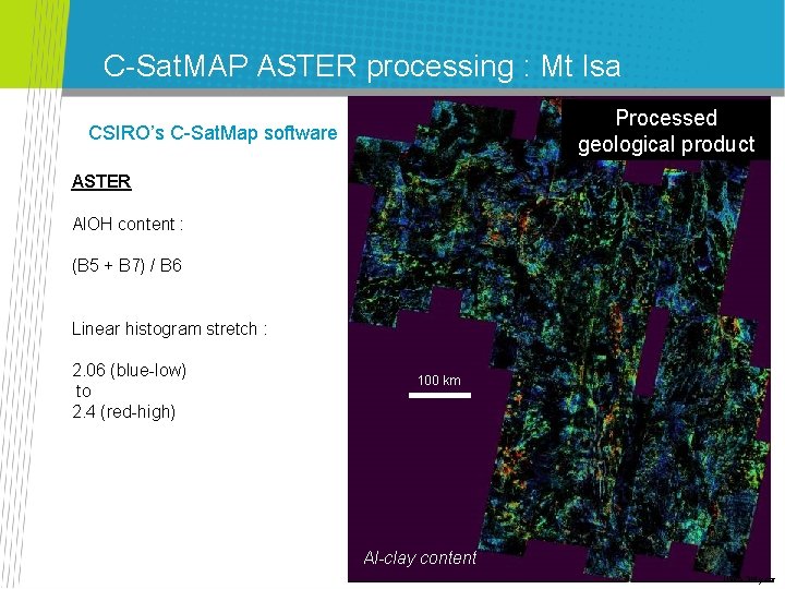 C-Sat. MAP ASTER processing : Mt Isa Processed calibrated data raw data geological product