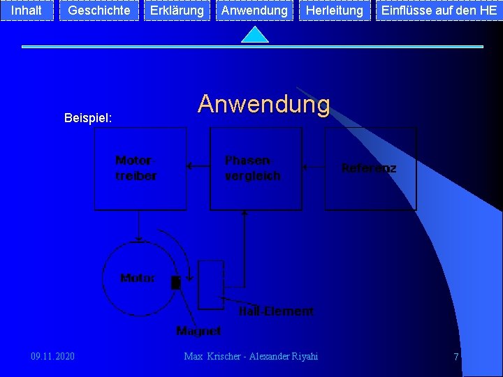 Inhalt Geschichte Beispiel: 09. 11. 2020 Erklärung Anwendung Herleitung Einflüsse auf den HE Anwendung Inhalt Geschichte Beispiel: 09. 11. 2020 Erklärung Anwendung Herleitung Einflüsse auf den HE Anwendung