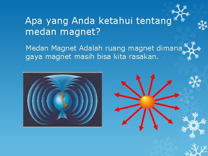 Apa yang Anda ketahui tentang medan magnet? Medan Magnet Adalah ruang magnet dimana gaya