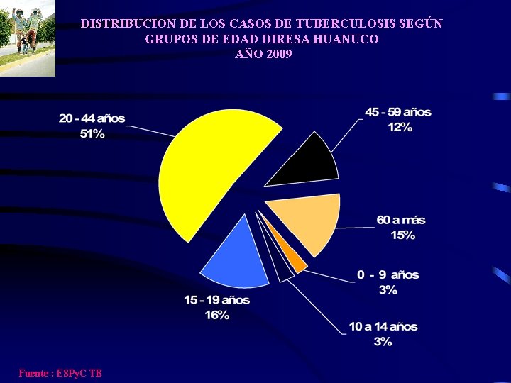 DISTRIBUCION DE LOS CASOS DE TUBERCULOSIS SEGÚN GRUPOS DE EDAD DIRESA HUANUCO AÑO 2009