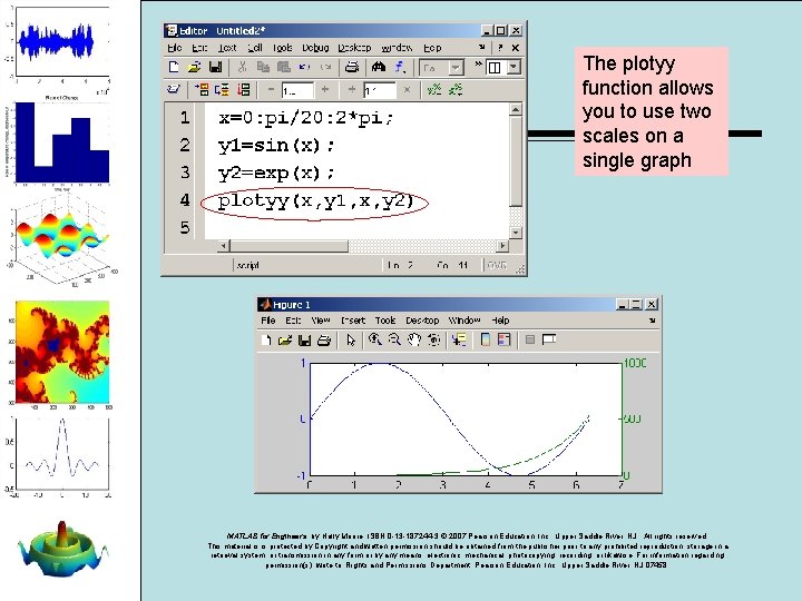The plotyy function allows you to use two scales on a single graph MATLAB The plotyy function allows you to use two scales on a single graph MATLAB