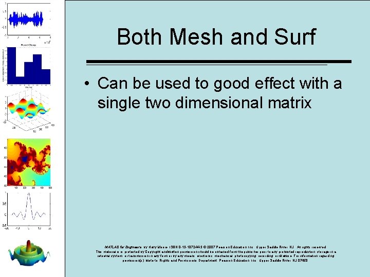 Both Mesh and Surf • Can be used to good effect with a single Both Mesh and Surf • Can be used to good effect with a single