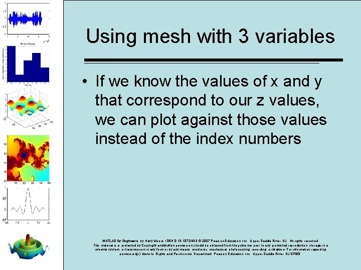 Using mesh with 3 variables • If we know the values of x and Using mesh with 3 variables • If we know the values of x and
