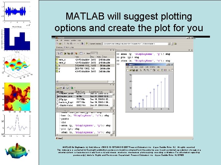 MATLAB will suggest plotting options and create the plot for you MATLAB for Engineers, MATLAB will suggest plotting options and create the plot for you MATLAB for Engineers,