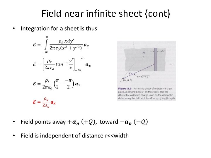 Field near infinite sheet (cont) • 