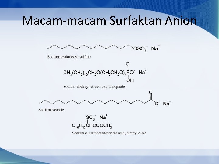 Macam-macam Surfaktan Anion 