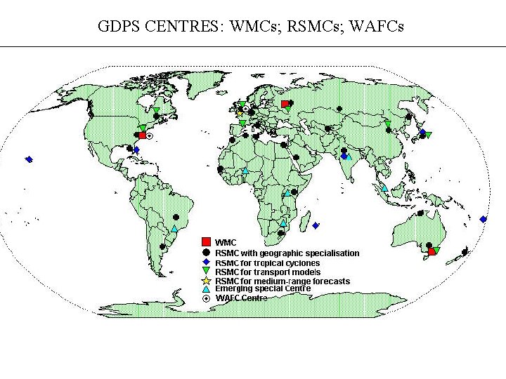GDPS CENTRES: WMCs; RSMCs; WAFCs 